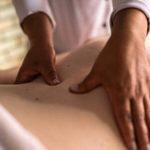 Woman getting a message in a spa