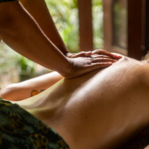 Therapist’s expert hands massage the woman at the spa